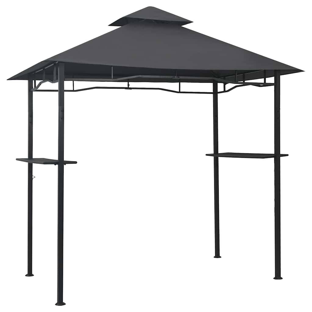 Abri Barbecue Acier avec Double Toit et Étagères pour Grillades Jardin Anthracite 2.4x1.5m – ComfortXL Outdoor Living - Image 2