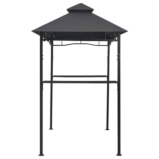 Abri Barbecue Acier avec Double Toit et Étagères pour Grillades Jardin Anthracite 2.4x1.5m – ComfortXL Outdoor Living - Image 4