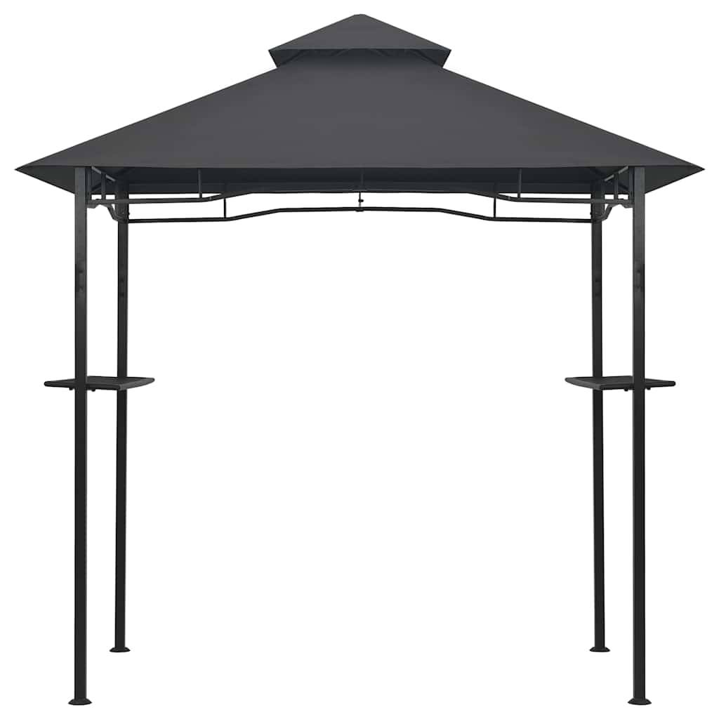 Abri Barbecue Acier avec Double Toit et Étagères pour Grillades Jardin Anthracite 2.4x1.5m – ComfortXL Outdoor Living - Image 3