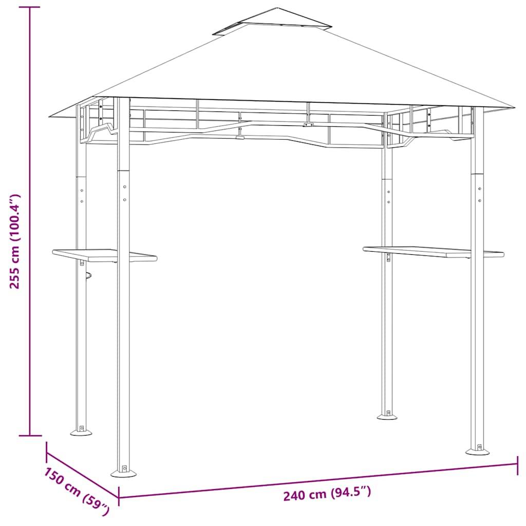 Abri Barbecue Acier avec Double Toit et Étagères pour Grillades Jardin Anthracite 2.4x1.5m – ComfortXL Outdoor Living - Image 8