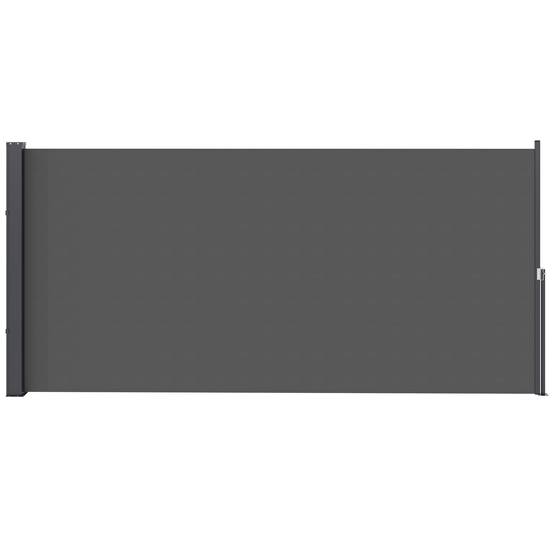 Store latéral brise-vue paravent rétractable 3 x 1,4 m alu. polyester anti-UV haute densité 180 g/m² gris foncé - Image 2