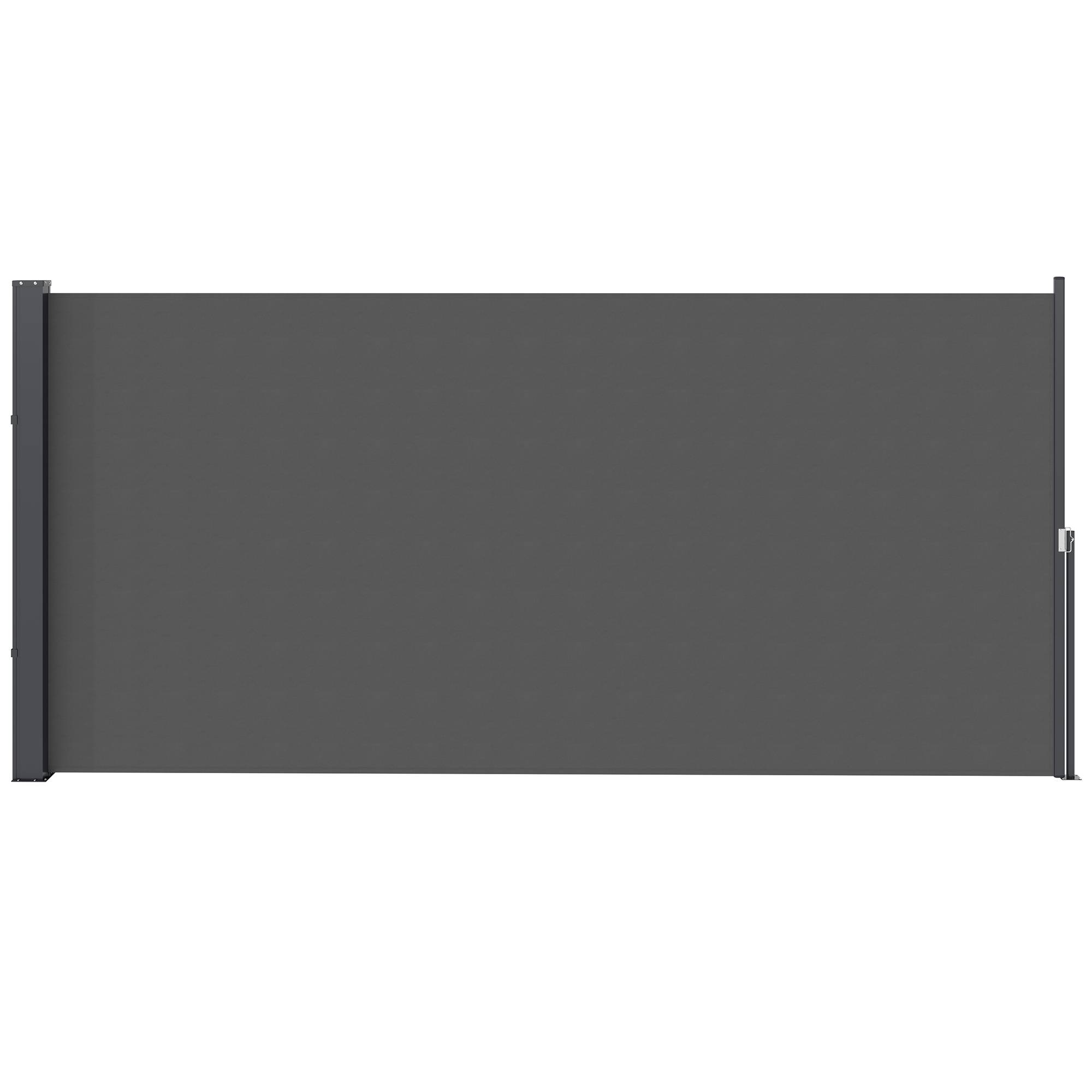 Store latéral brise-vue paravent rétractable 3 x 1,4 m alu. polyester anti-UV haute densité 180 g/m² gris foncé - Image 2