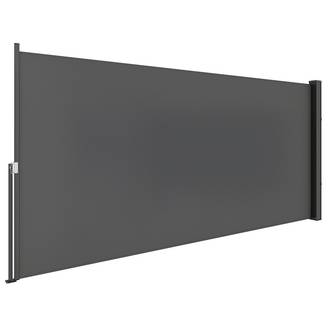 Store latéral brise-vue paravent rétractable 3 x 1,4 m alu. polyester anti-UV haute densité 180 g/m² gris foncé