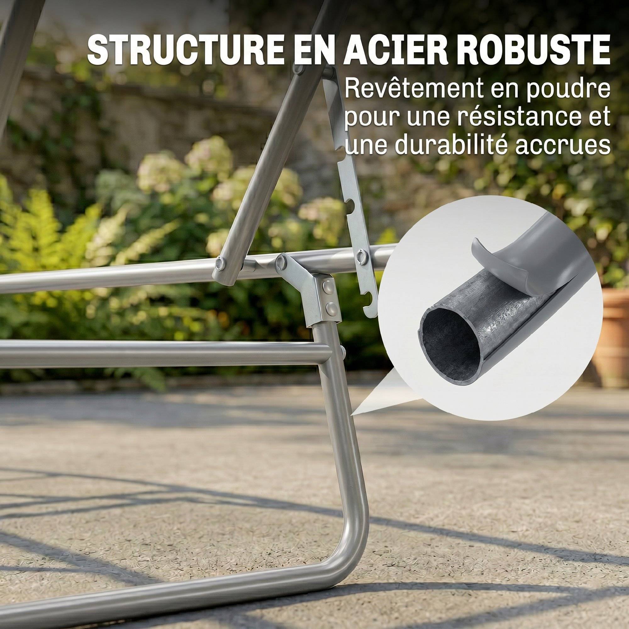 Outsunny - Transat bain de soleil pliable grand confort dossier et pare-soleil réglable multi-positions chocolat - Outsunny - Image 6