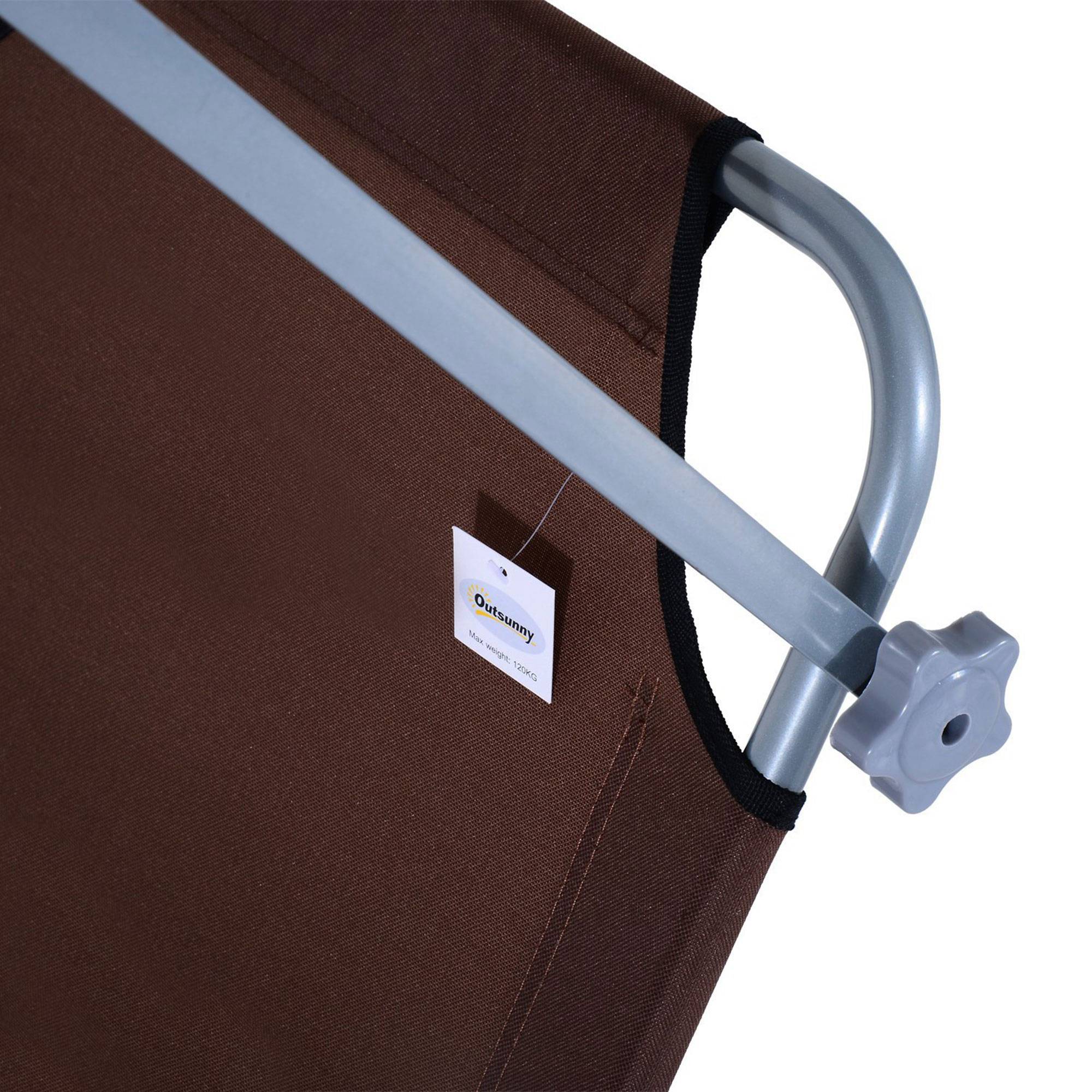 Outsunny - Transat bain de soleil pliable grand confort dossier et pare-soleil réglable multi-positions chocolat - Outsunny - Image 10