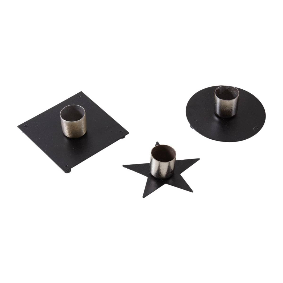 Aubry Gaspard - Bougeoir en métal laqué noir (Lot de 3) - Image 1