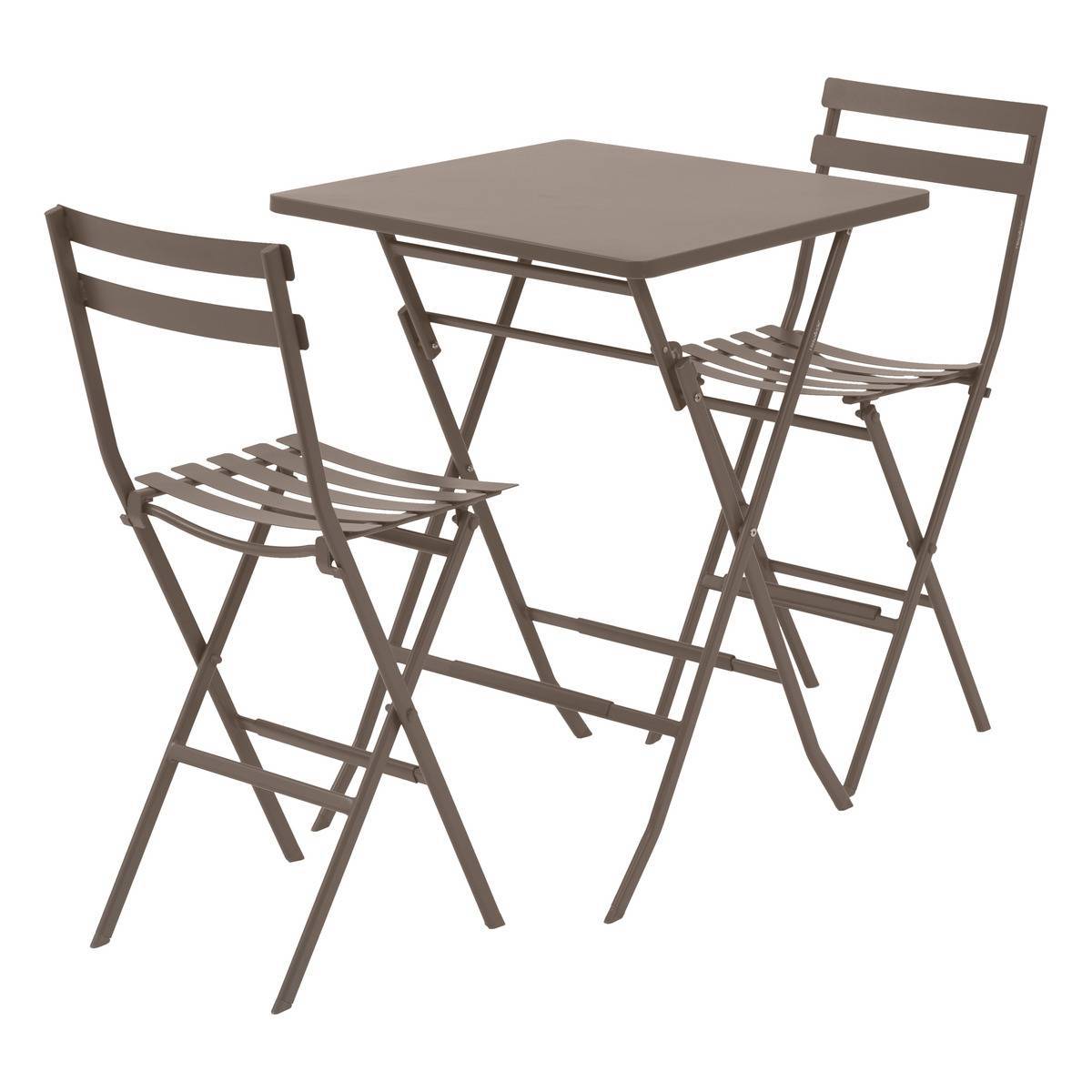 Hesperide - Table haute pliante de jardin "Greensboro" tonka 2 places en acier traité époxy Hespéride - Image 2