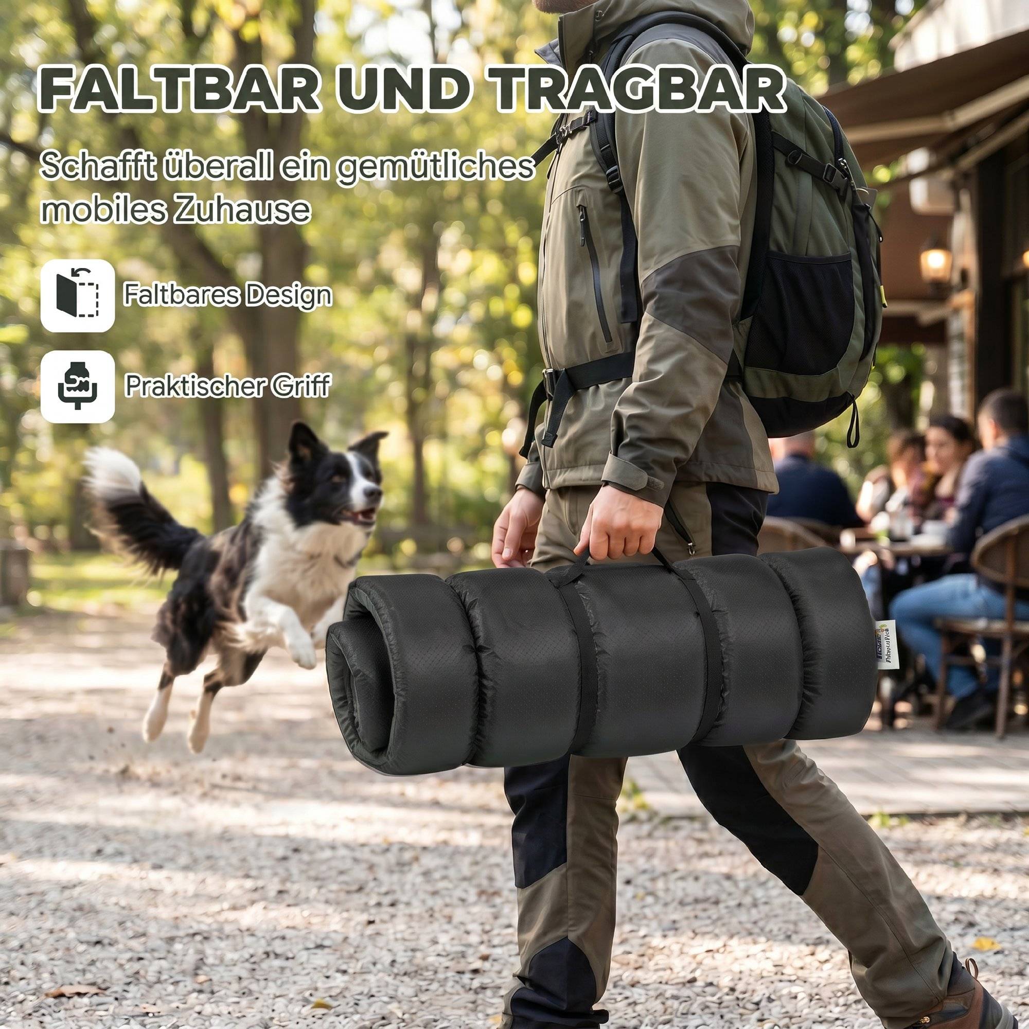 ComfortXL - Lit pour chien en tissu Oxford 420D vert pliable pour voyage extérieur imperméable antidérapant lavable - Image 6