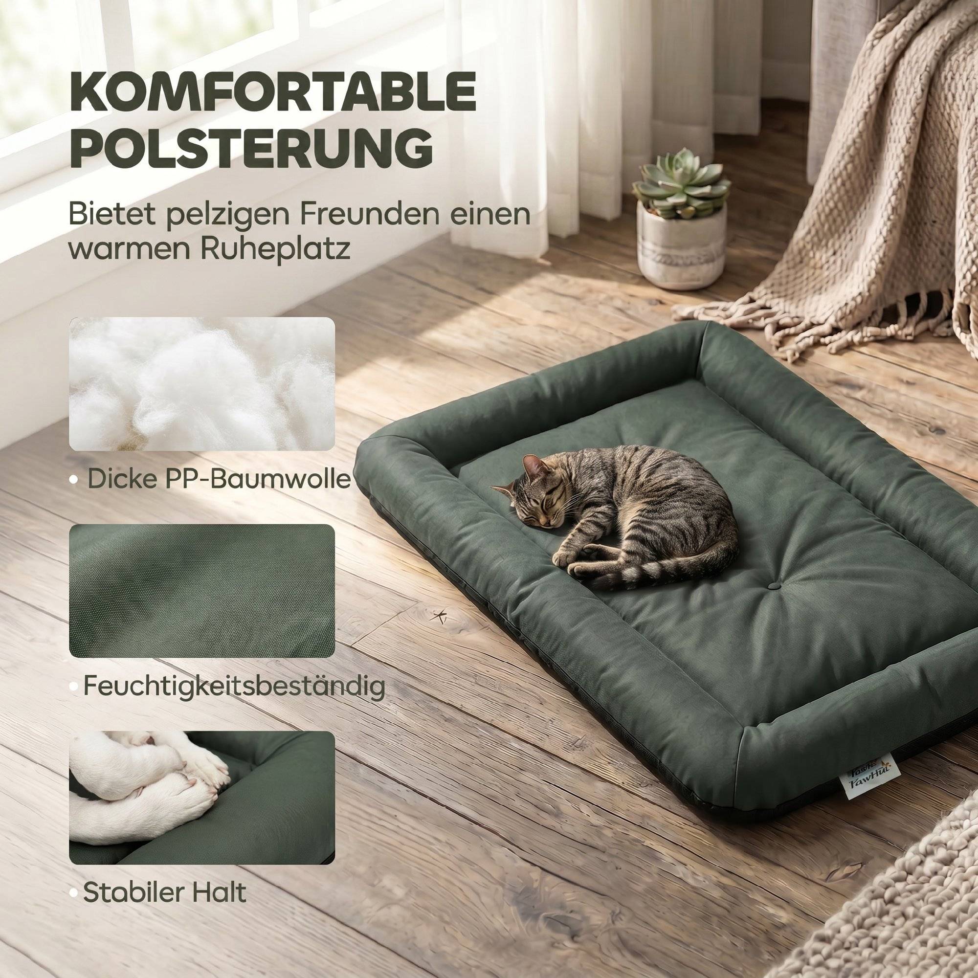 ComfortXL - Lit pour chien en tissu Oxford 420D vert pliable pour voyage extérieur imperméable antidérapant lavable - Image 7