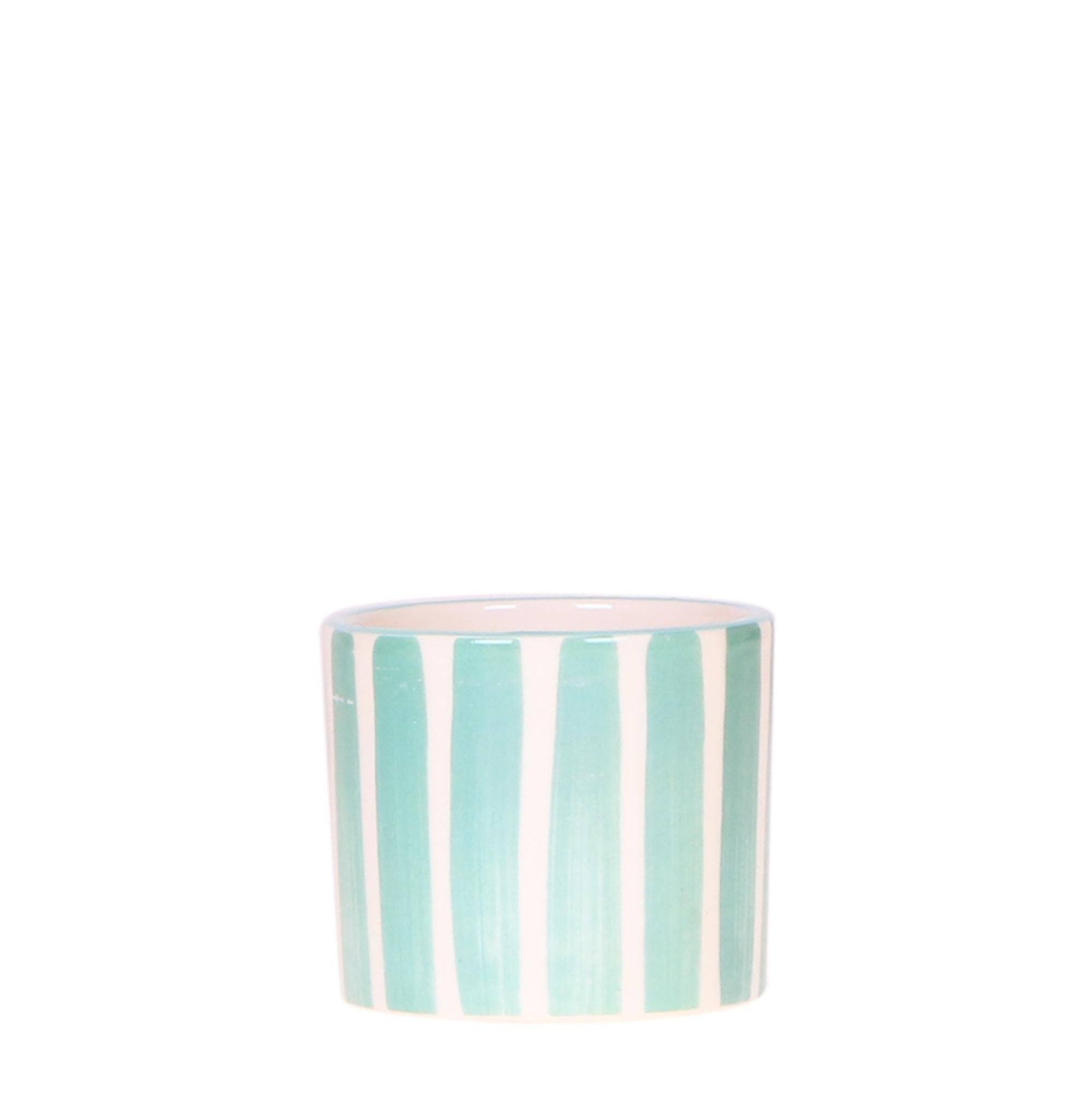 Pot décoratif Painted Stripe - Turquoise- La Green Touch - Image 1