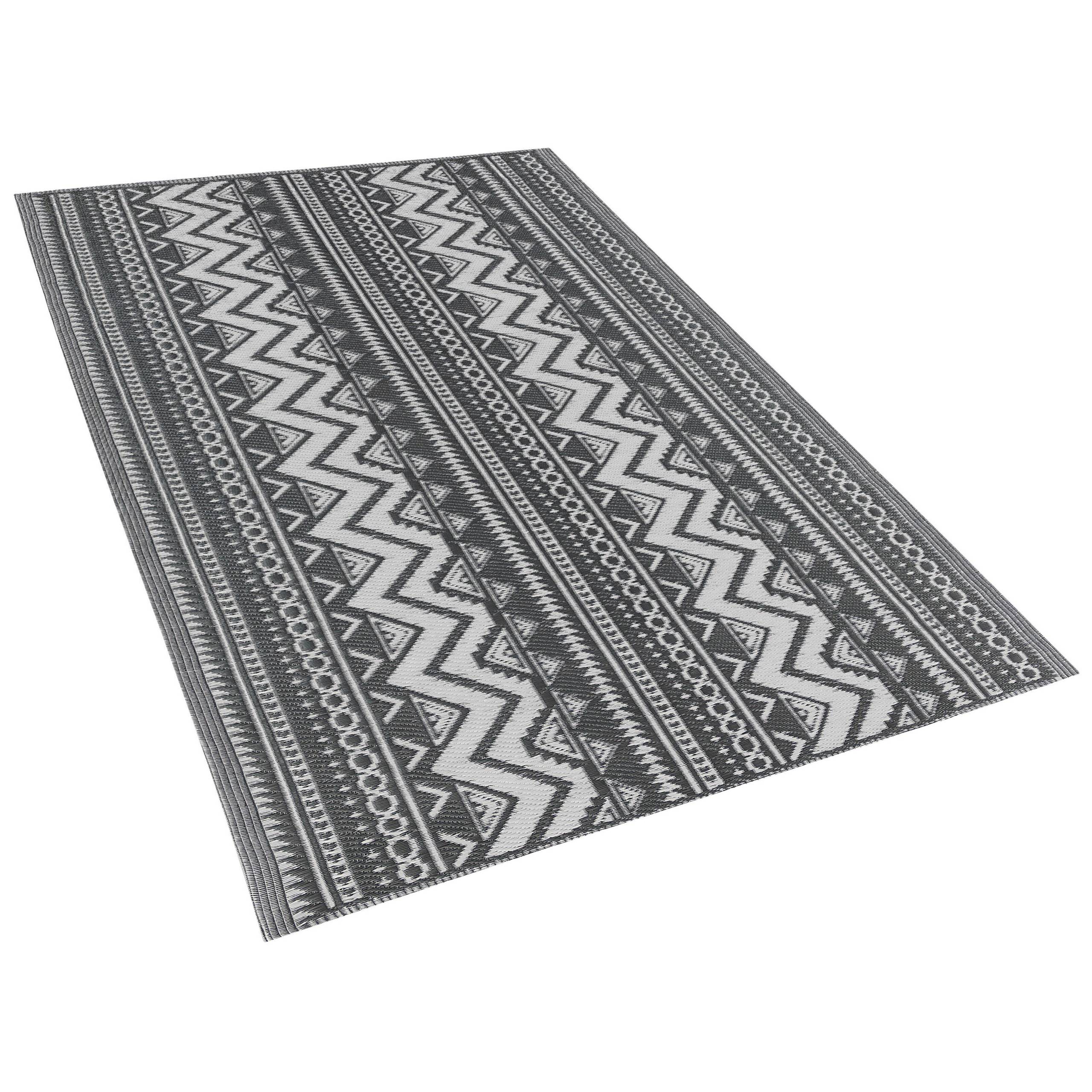 Beliani - Tapis Extérieur et Intérieur Noir et Blanc en Polypropylène Motif ZigZag Ethnique pour Salon ou Terrasse au Style Boho 120 x 180 cm Beliani - Image 4