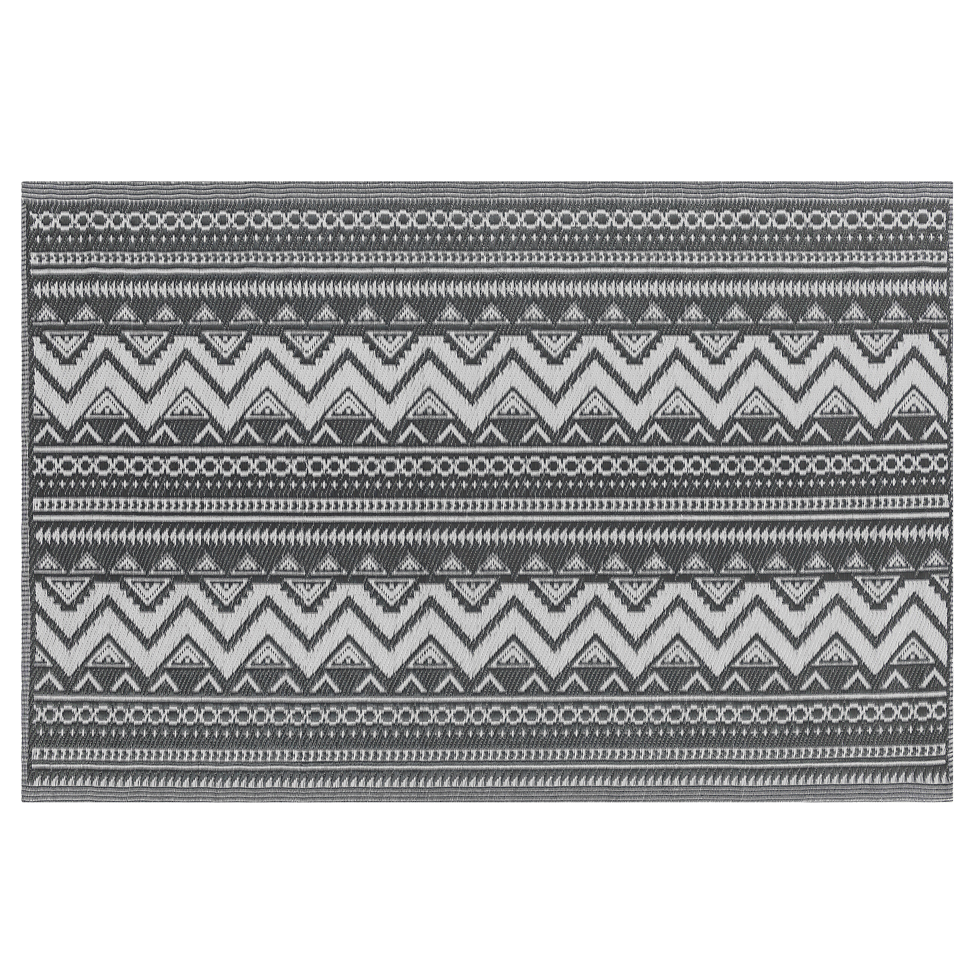 Beliani - Tapis Extérieur et Intérieur Noir et Blanc en Polypropylène Motif ZigZag Ethnique pour Salon ou Terrasse au Style Boho 120 x 180 cm Beliani - Image 1