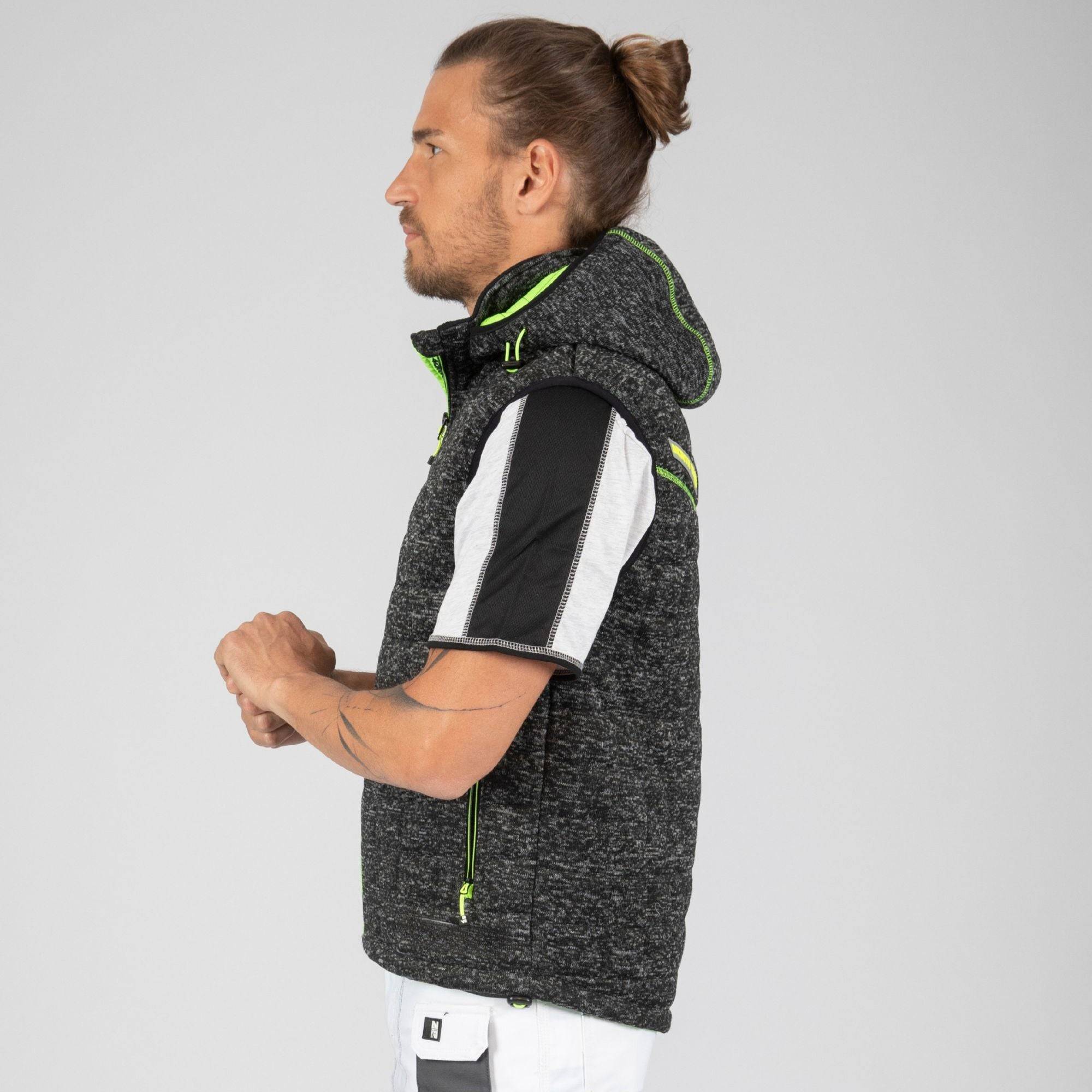 Nineworths - TEDDY - GILET SANS MANCHES DE TRAVAIL - 1131 | Noir / Jaune fluo - Image 5