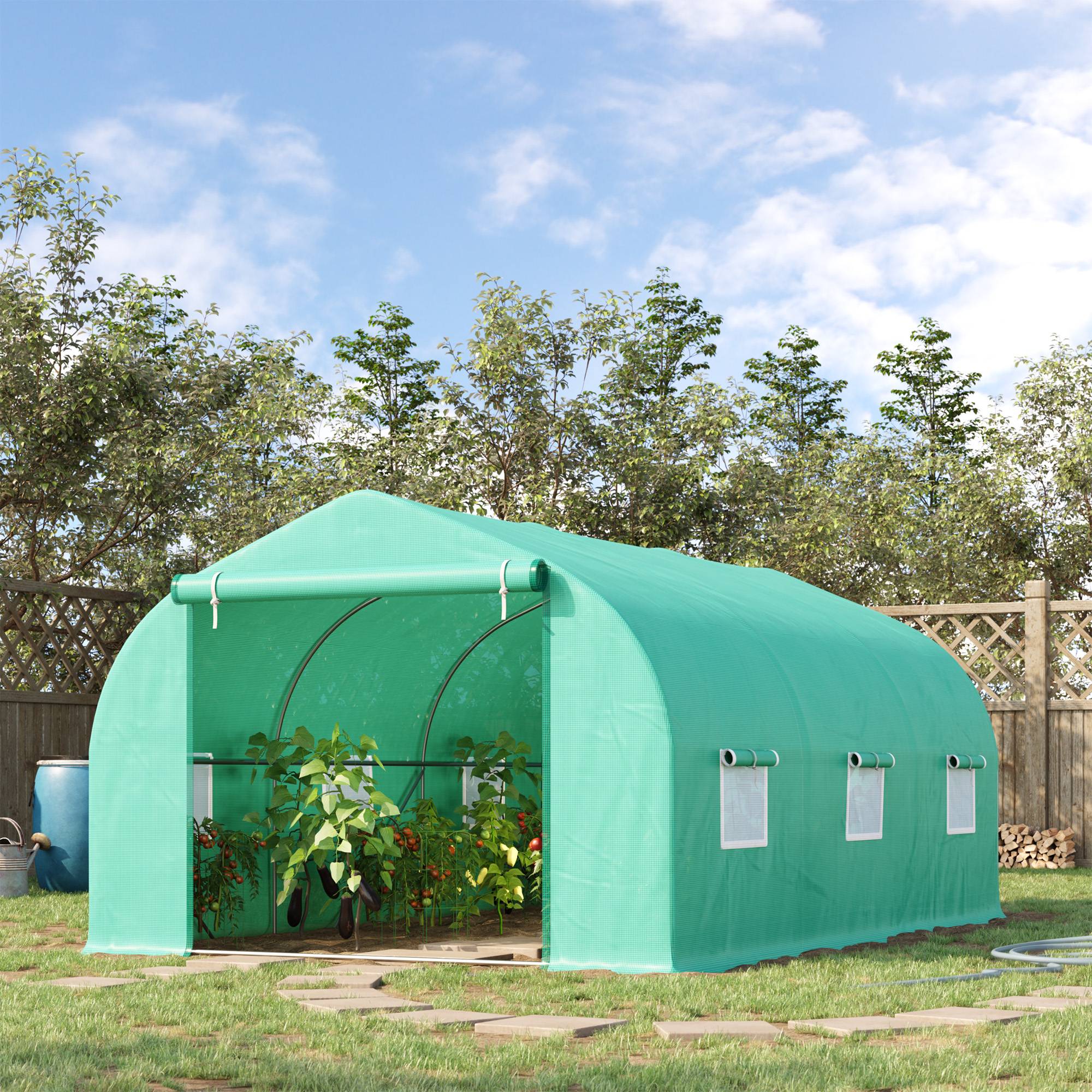 PANGIVO - Serre de jardin polyéthylène vert 450 x 300 x 205 cm - PANGIVO - Image 2