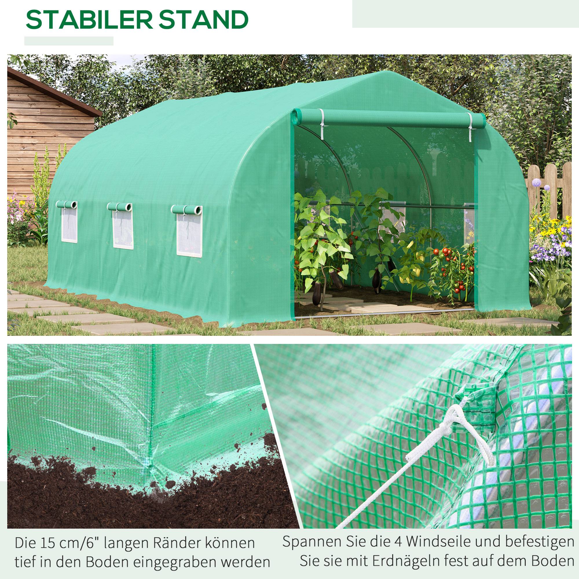 PANGIVO - Serre de jardin polyéthylène vert 450 x 300 x 205 cm - PANGIVO - Image 5