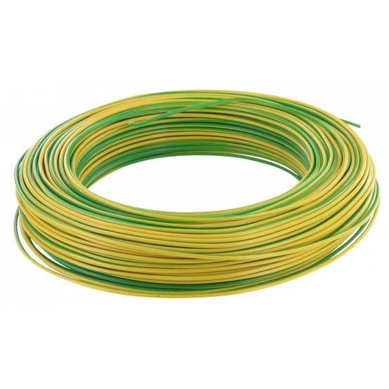 Fil rigide HO7 V-R 10mm² vert/jaune 1M - FILS & CABLES - 003405 (AHA)
