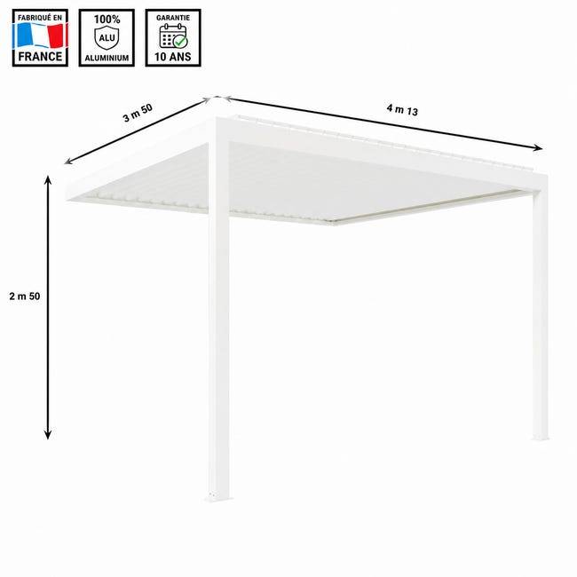 Pergola Bioclimatique Aluminium Adossée Motorisée Éclairée 4x3,5 Blanc SV ORIAL France - Image 2