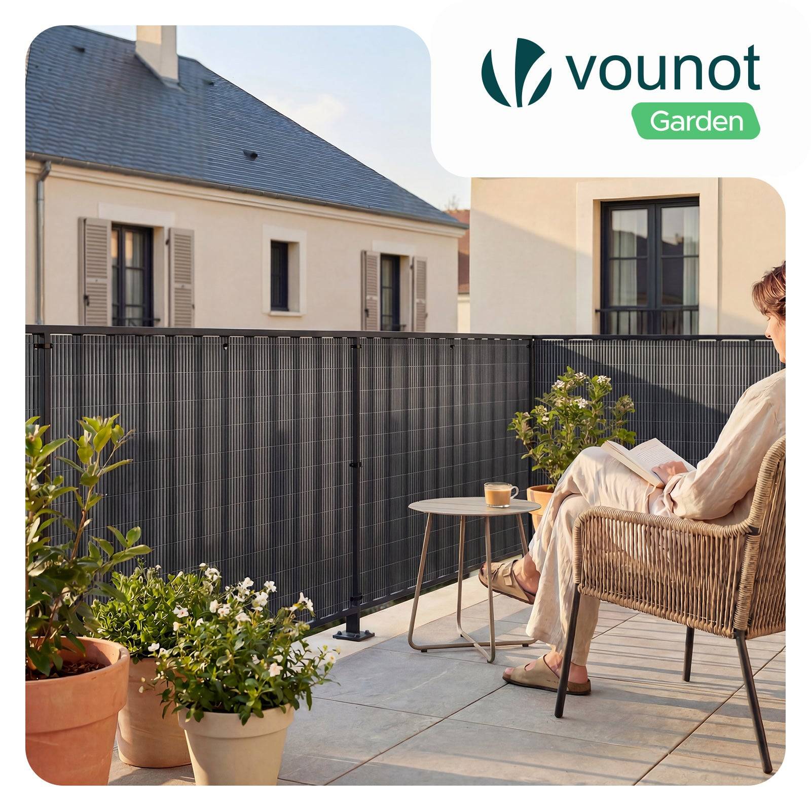 Vounot - Clôture en canisse PVC 100x300cm Anthracite - Image 7