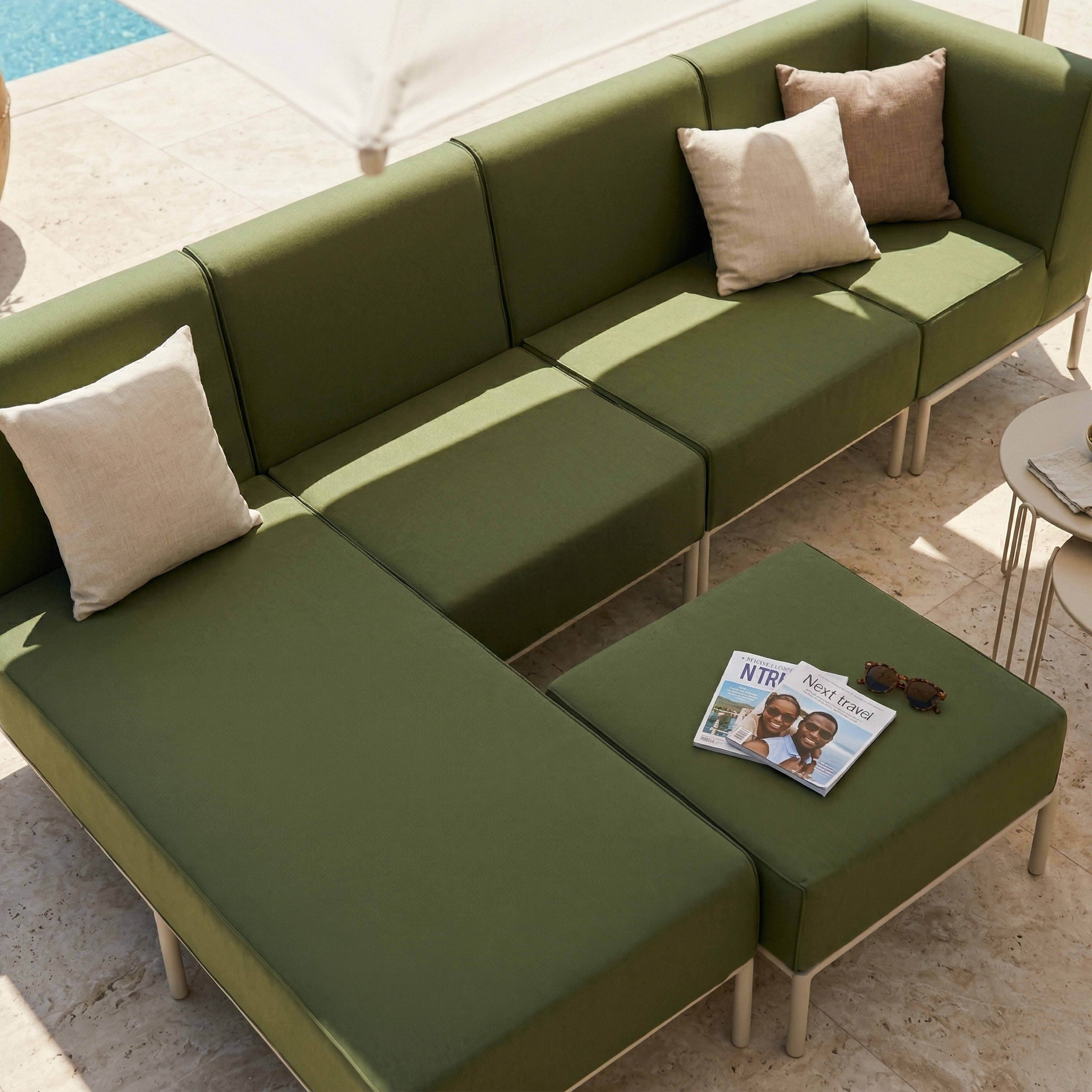 Oviala - Salon de jardin bas modulable uni 5 places vert kaki Patio - Oviala - Image 4