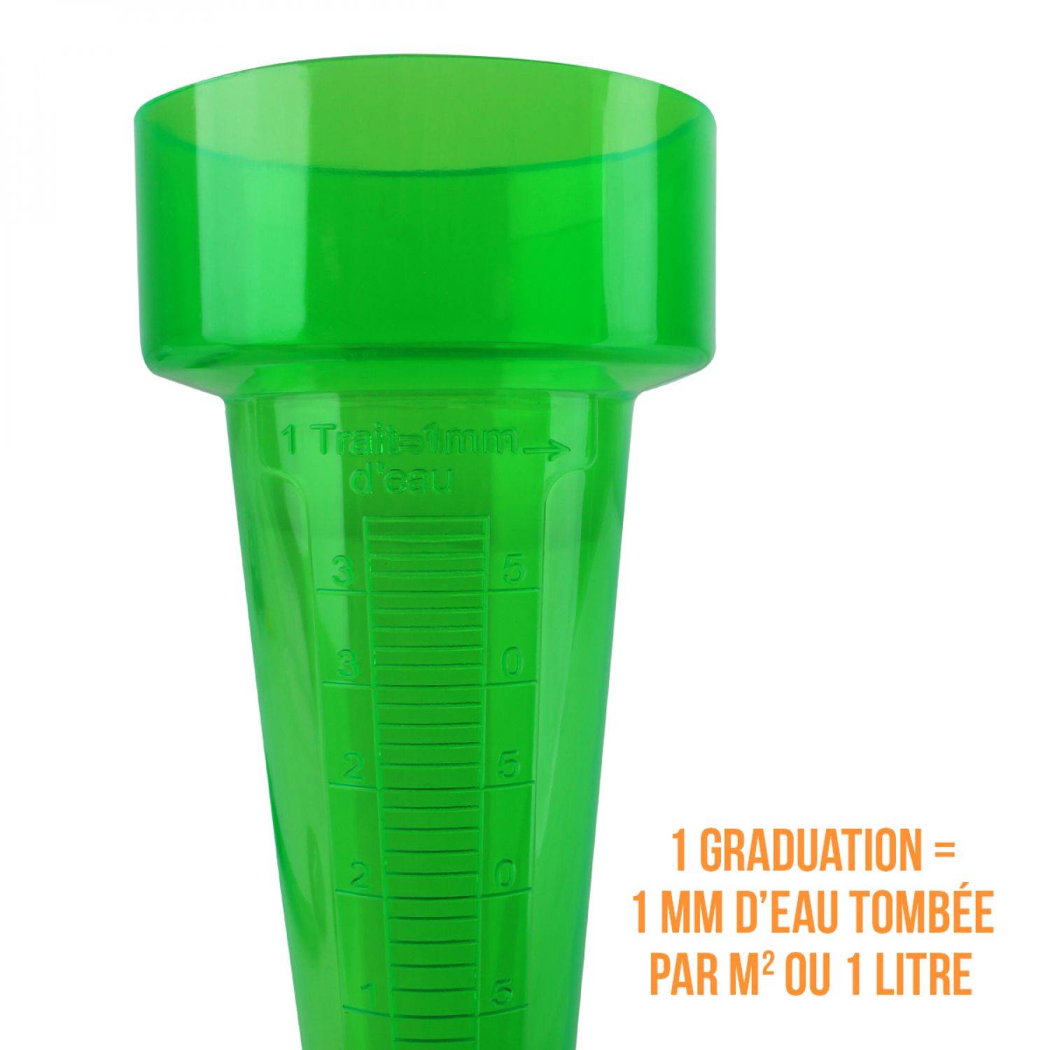 Pluviomètre en plastique 43.5 cm avec piquet de fixation - Graduation 39 mm - Vert - Linxor - Image 3