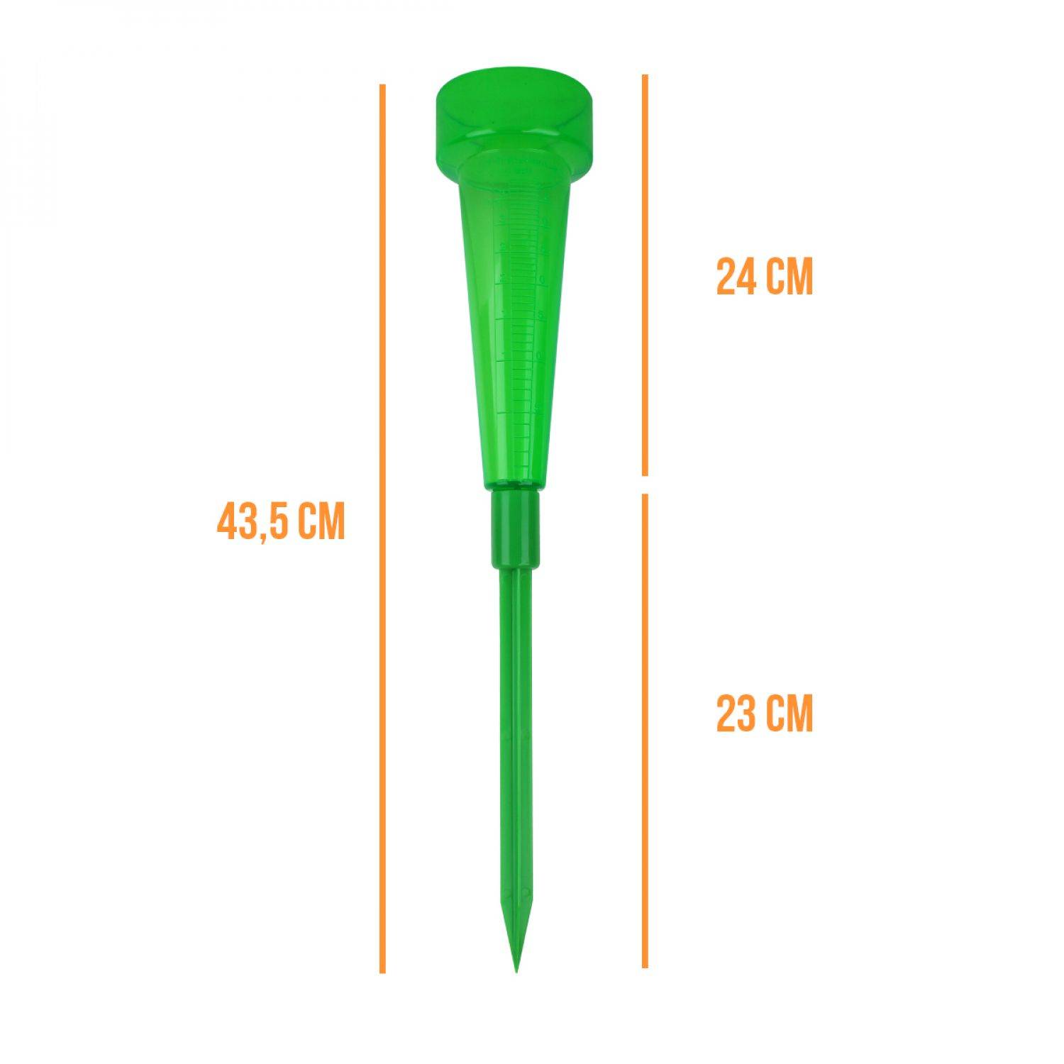 Pluviomètre en plastique 43.5 cm avec piquet de fixation - Graduation 39 mm - Vert - Linxor - Image 2