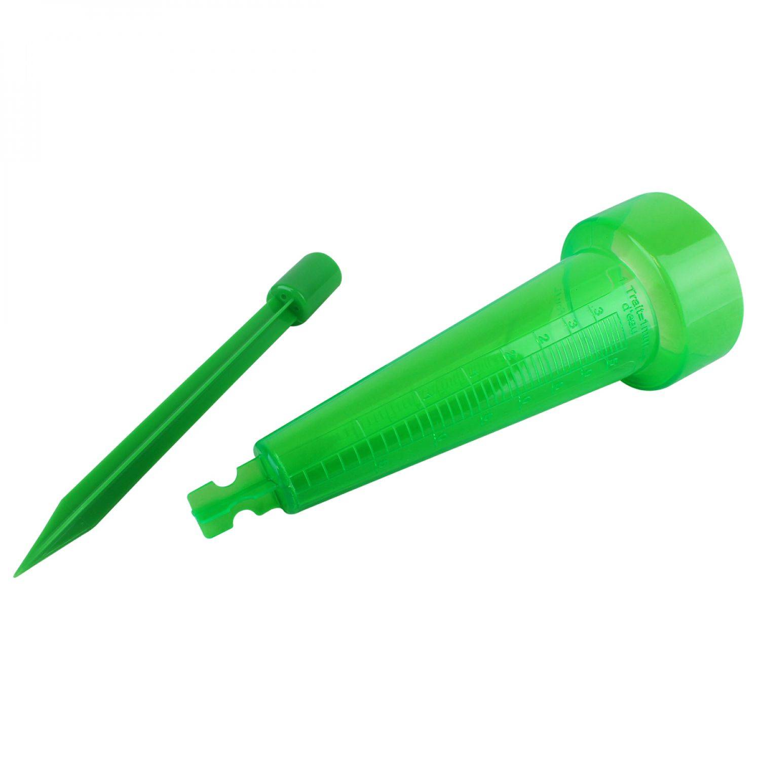Pluviomètre en plastique 43.5 cm avec piquet de fixation - Graduation 39 mm - Vert - Linxor - Image 1