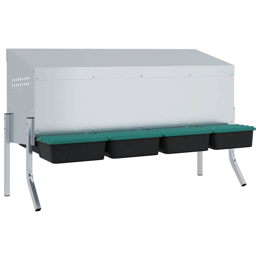 Pondoir 4 compartiments acier pour poules avec pieds et fixation murale 110cm argent - ComfortXL Outdoor Living - Image 2