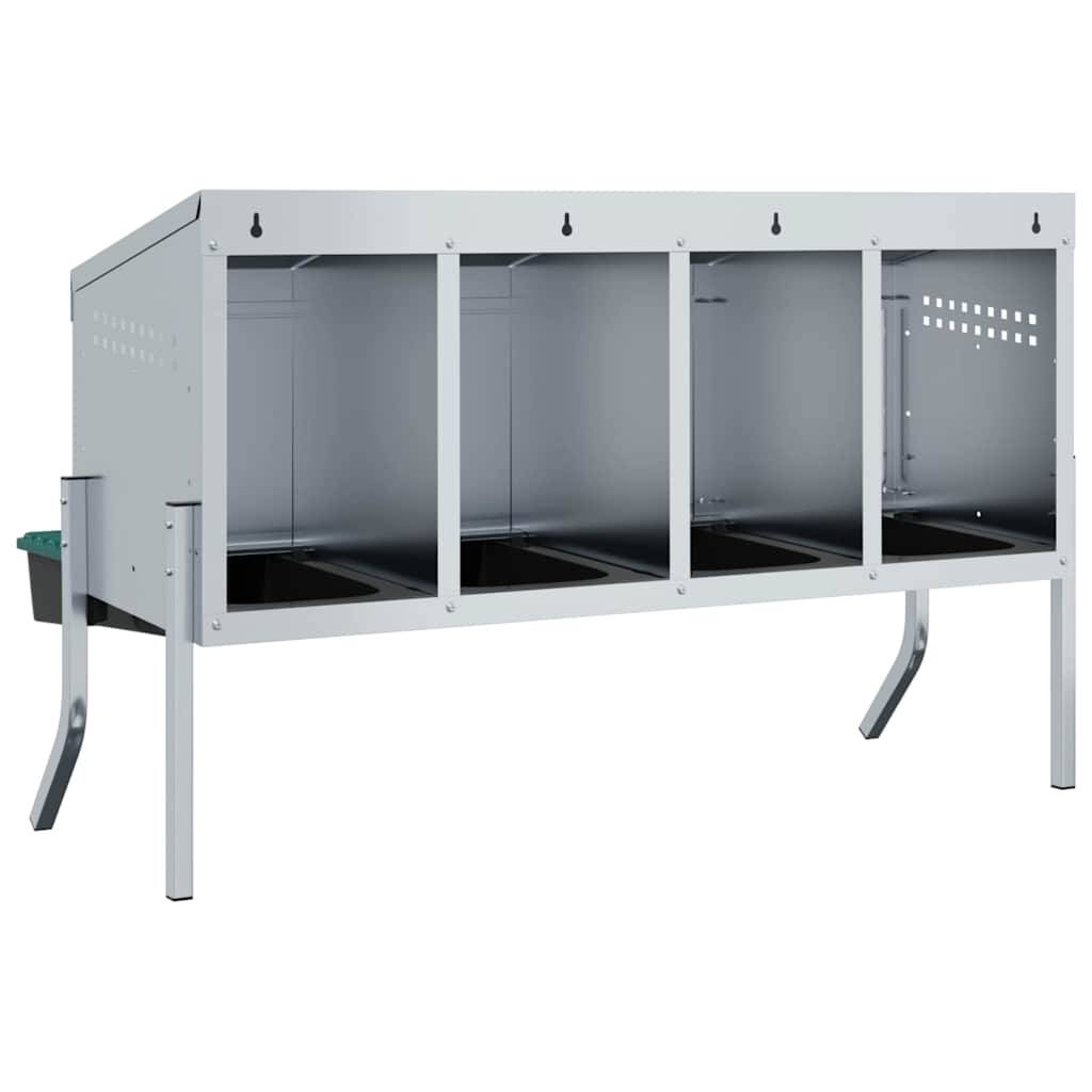 Pondoir 4 compartiments acier pour poules avec pieds et fixation murale 110cm argent - ComfortXL Outdoor Living - Image 7
