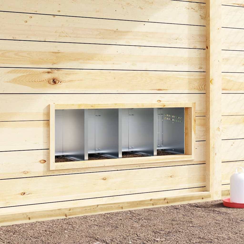 Pondoir 4 compartiments acier pour poules avec pieds et fixation murale 110cm argent - ComfortXL Outdoor Living - Image 3