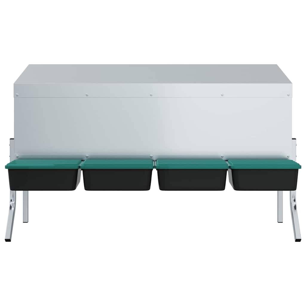 Pondoir 4 compartiments acier pour poules avec pieds et fixation murale 110cm argent - ComfortXL Outdoor Living - Image 5