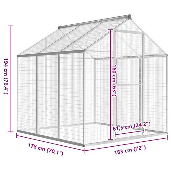 Grande Volière Extérieure Aluminium Cage Oiseaux de Jardin 183x178x194 cm – ComfortXL Outdoor Living - Image 5