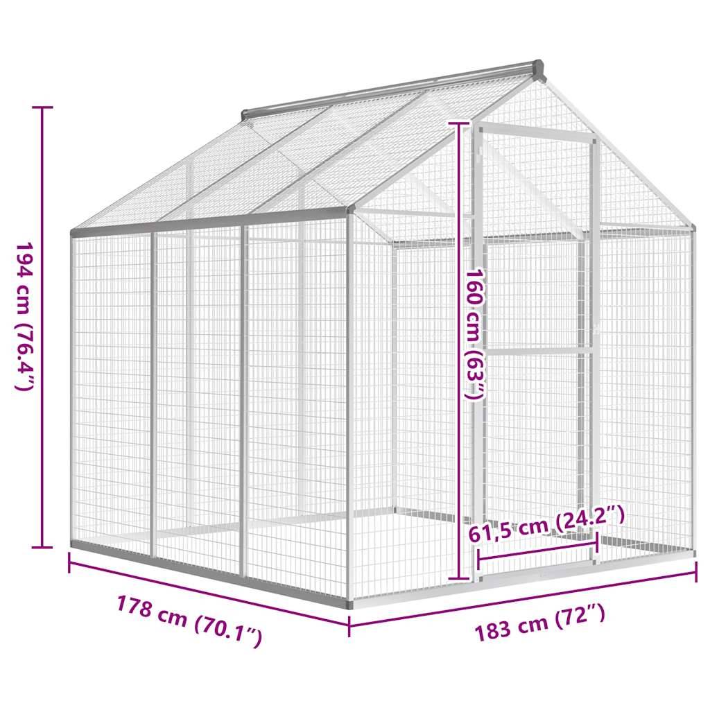 Grande Volière Extérieure Aluminium Cage Oiseaux de Jardin 183x178x194 cm – ComfortXL Outdoor Living - Image 5