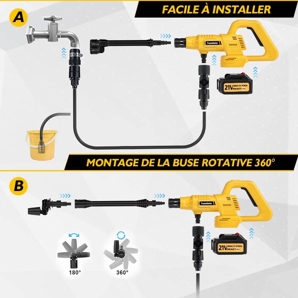 Sans Marque - Nettoyeur haute pression sans fil 21 V 68 bars Traumheim - Image 3