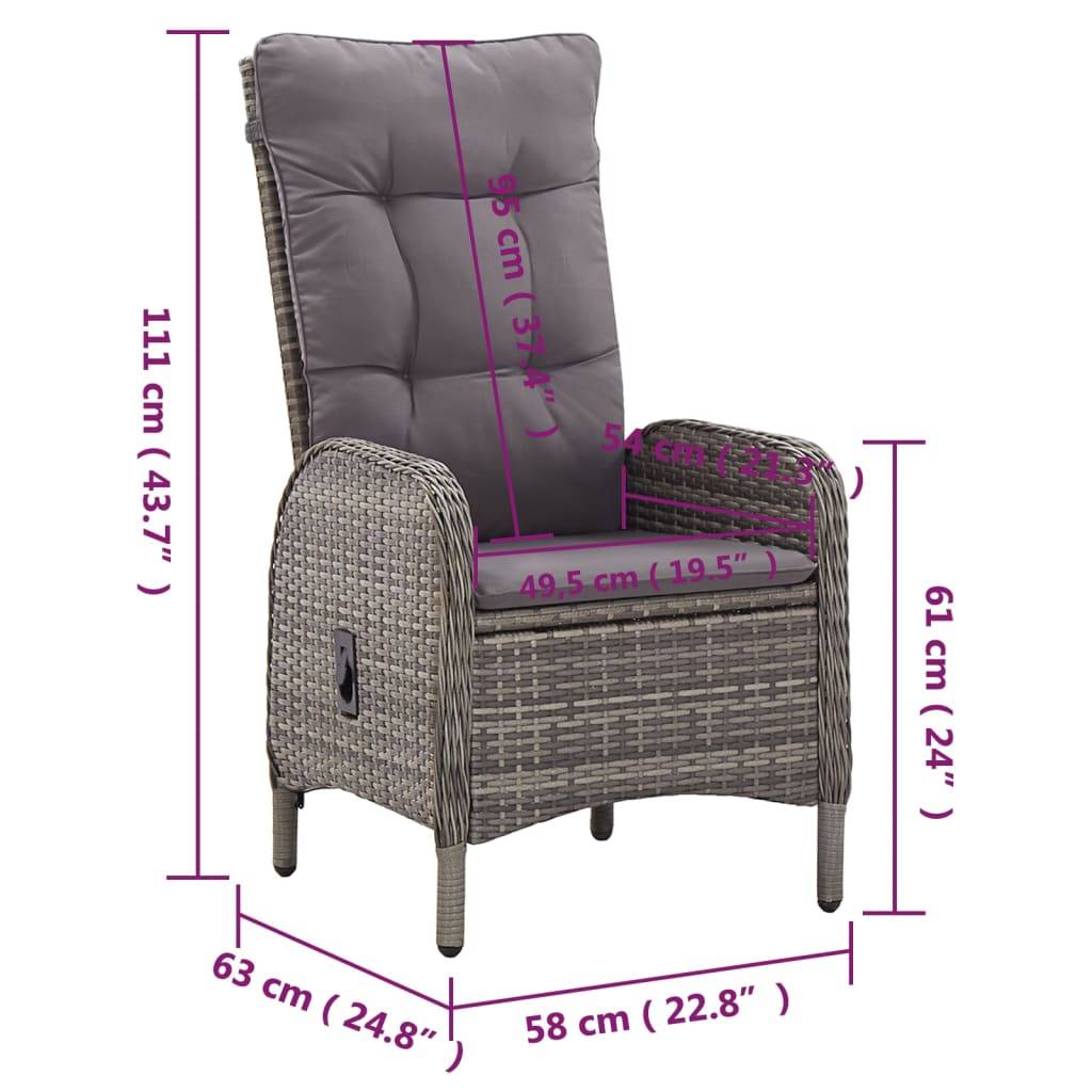 Vidaxl - Ensemble de bistro de jardin 3 pcs Résine tressée Gris vidaXL 3058542 - Image 3