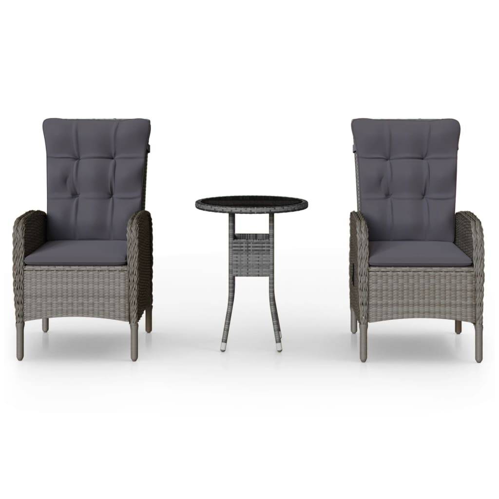 Vidaxl - Ensemble de bistro de jardin 3 pcs Résine tressée Gris vidaXL 3058542 - Image 2