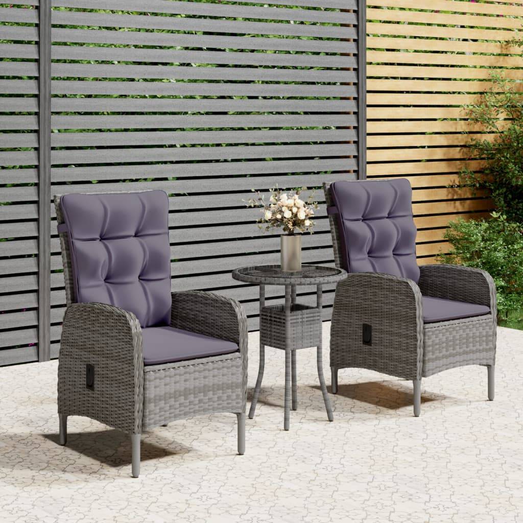 Vidaxl - Ensemble de bistro de jardin 3 pcs Résine tressée Gris vidaXL 3058542 - Image 1