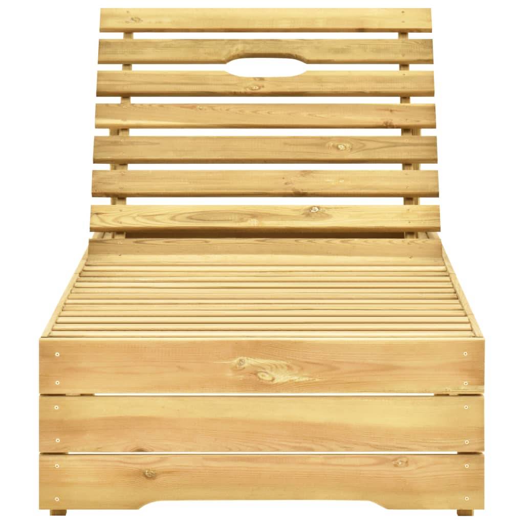 Helloshop26 - Transat chaise longue bain de soleil lit de jardin terrasse meuble d'extérieur avec coussin vert vif bois de pin imprégné - Image 3
