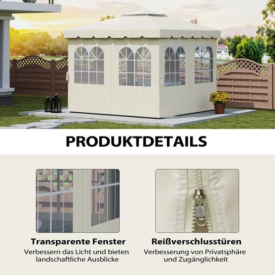 PANGIVO - Parois latérales pour tonnelle polyester blanc crème 302 x 1 x 205 cm - PANGIVO - Image 9