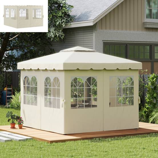 PANGIVO - Parois latérales pour tonnelle polyester blanc crème 302 x 1 x 205 cm - PANGIVO - Image 3