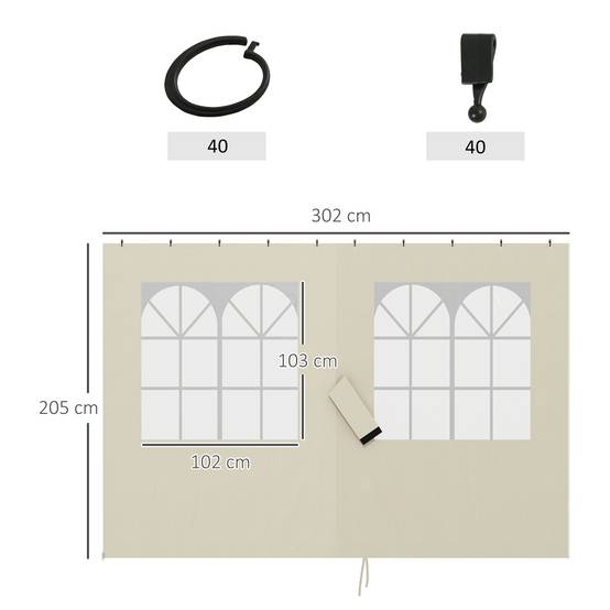 PANGIVO - Parois latérales pour tonnelle polyester blanc crème 302 x 1 x 205 cm - PANGIVO - Image 5
