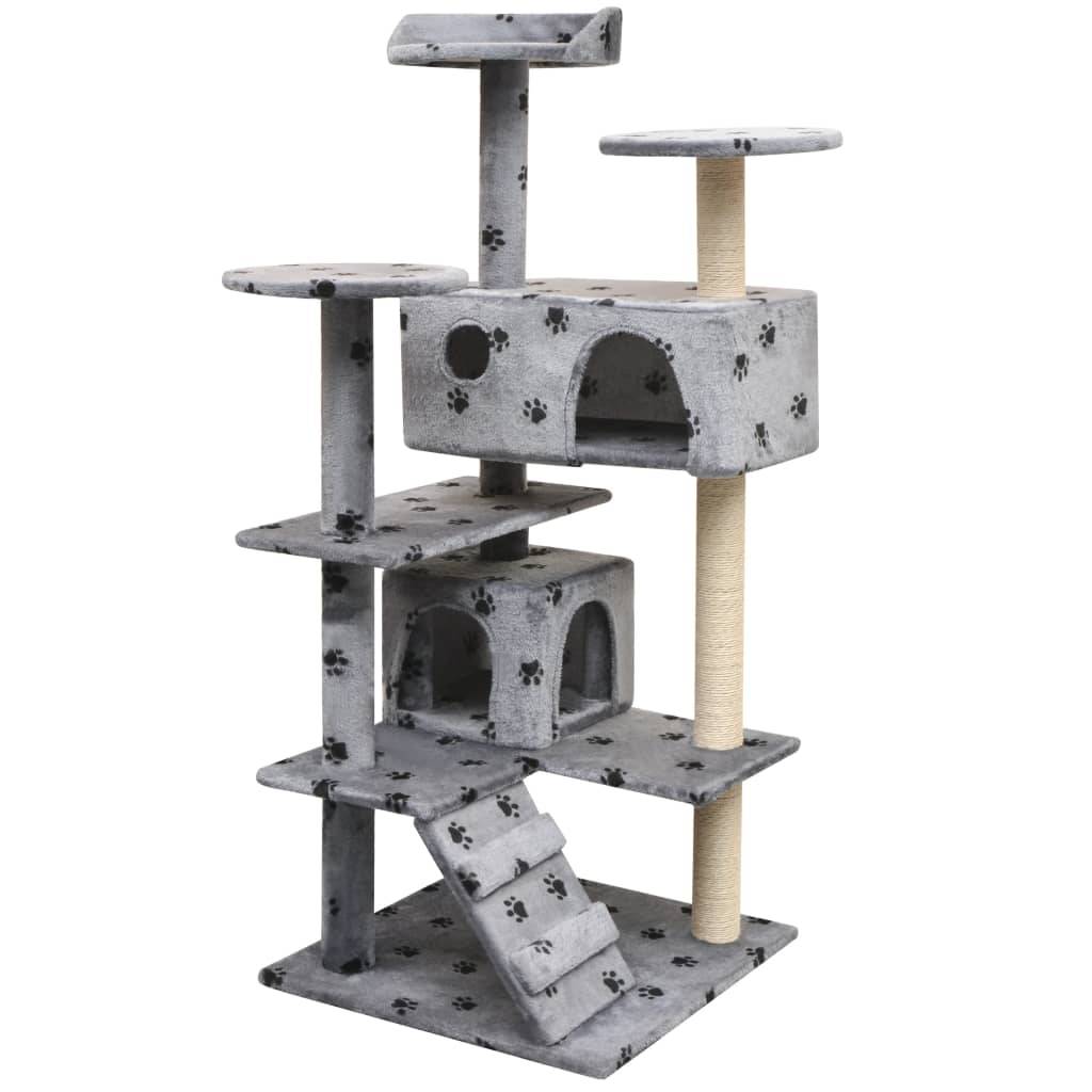 Arbre à chat bois et sisal gris 67 x 67 x 125 cm, Poids:12.9kg - PANGIVO - Image 1