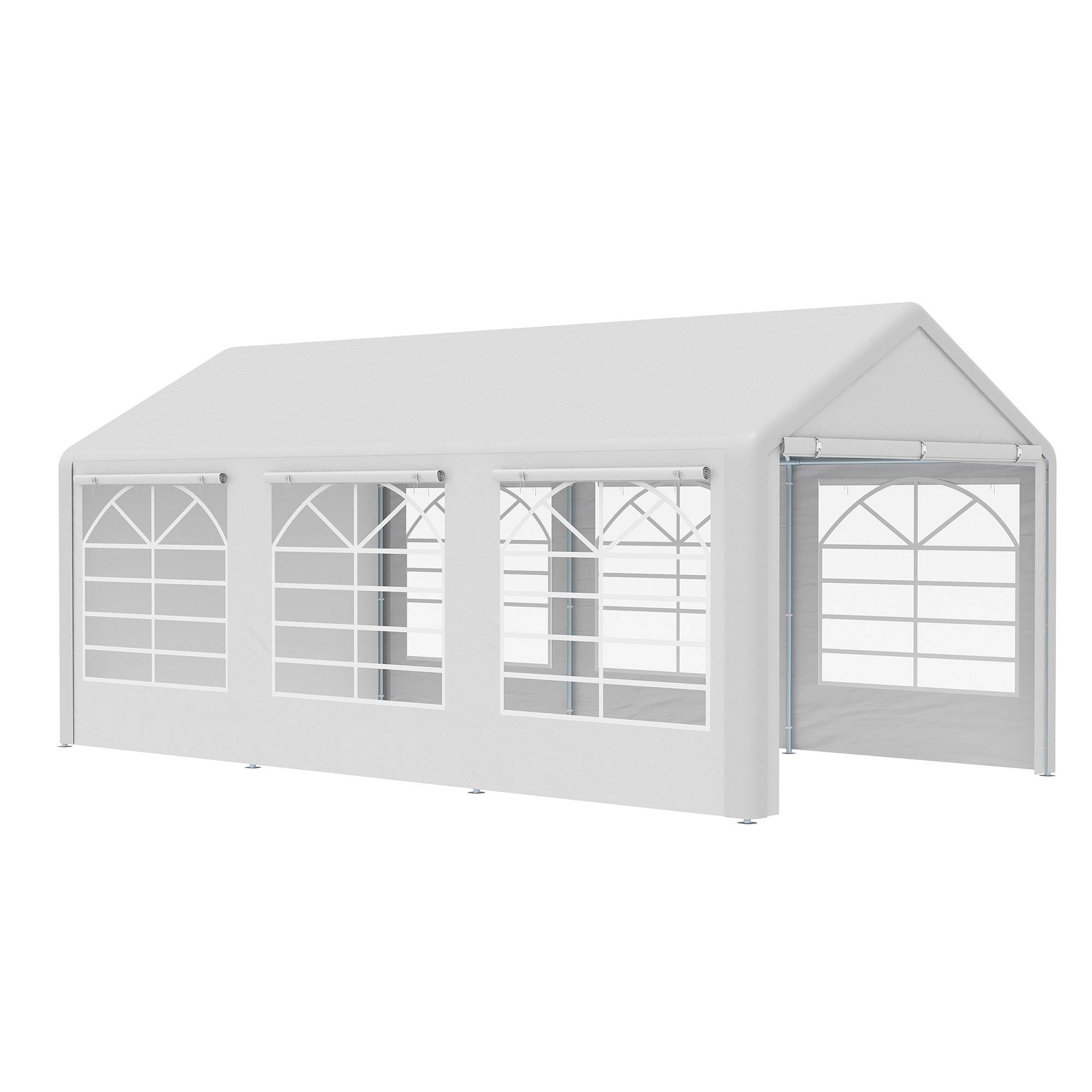 Tonnelle de jardin 3 x 6 m tente de réception avec 4 parois 3 fenêtres de chaque côté barnum pour fête mariage blanc - Image 1