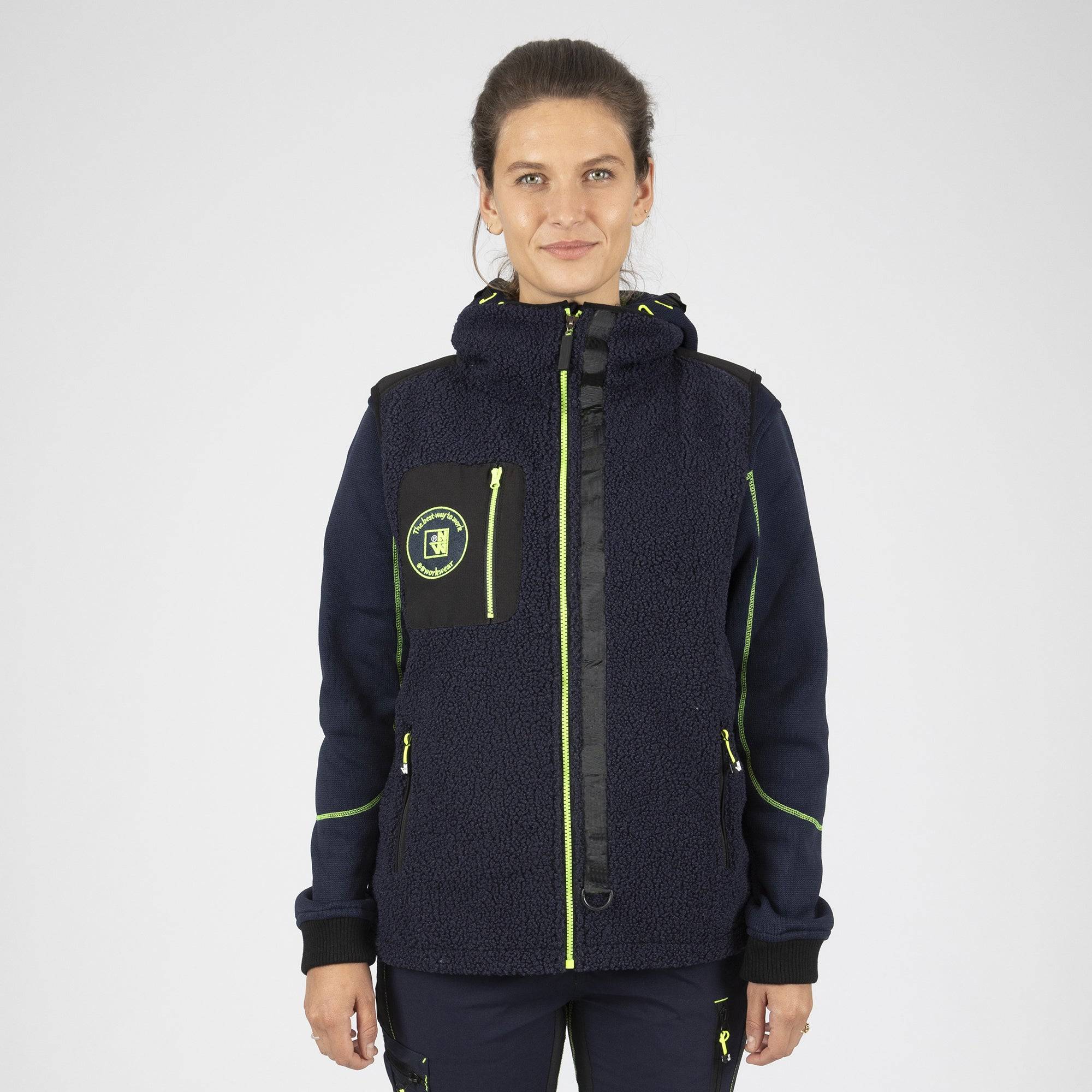 Nineworths - MAYA - POLAIRE SANS MANCHES DE TRAVAIL - 1129 | Marine / Jaune fluo - Image 1