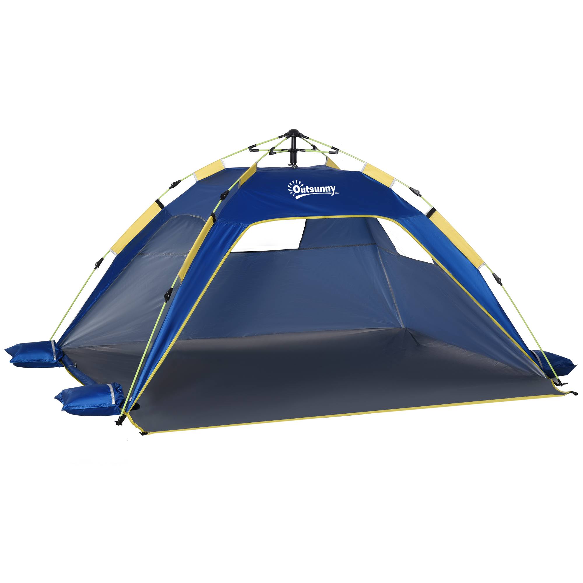 ComfortXL - Tente de plage pop-up 1-2 personnes double accès ventilation bleu foncé 220 cm - ComfortXL Outdoor Living - Image 2