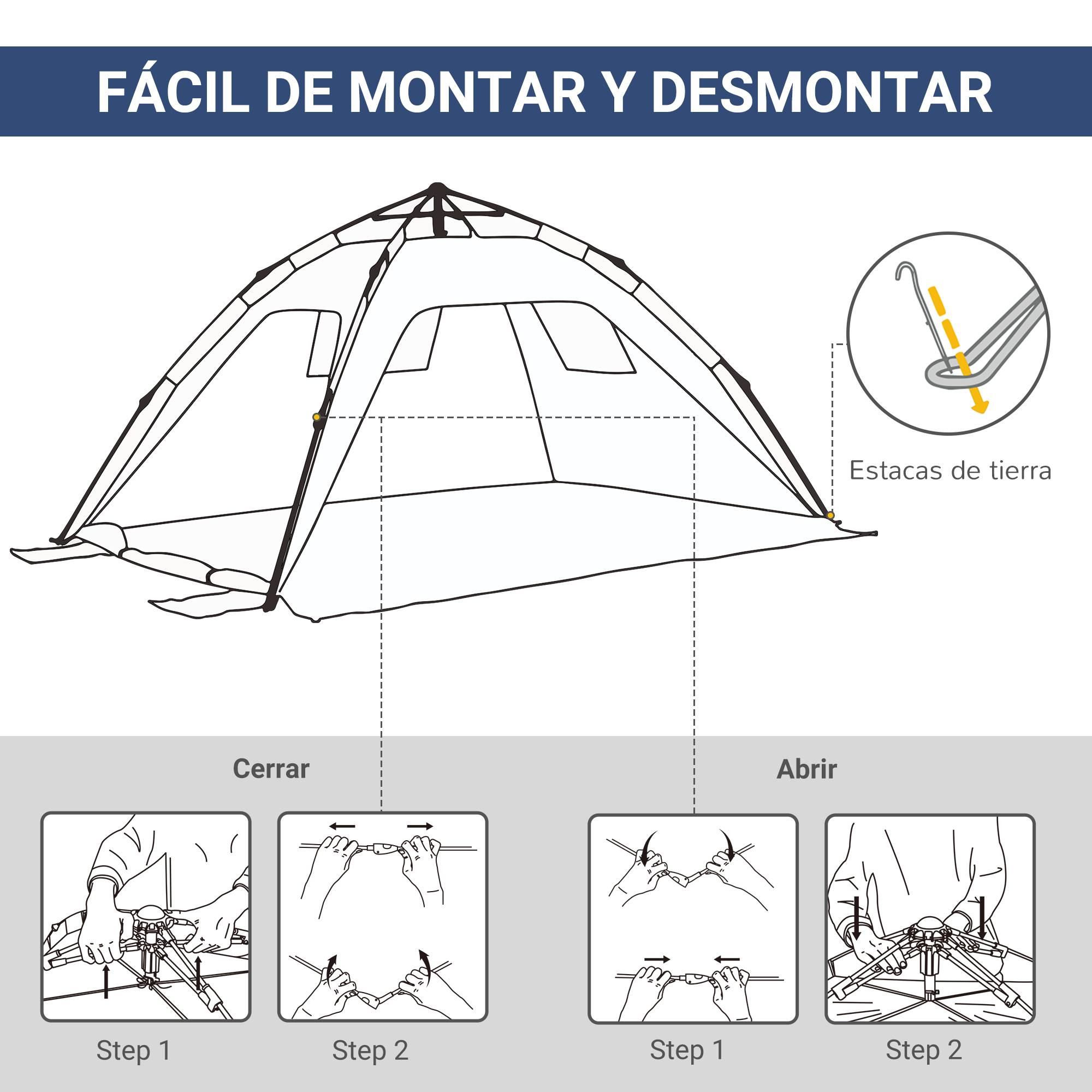 ComfortXL - Tente de plage pop-up 1-2 personnes double accès ventilation bleu foncé 220 cm - ComfortXL Outdoor Living - Image 9