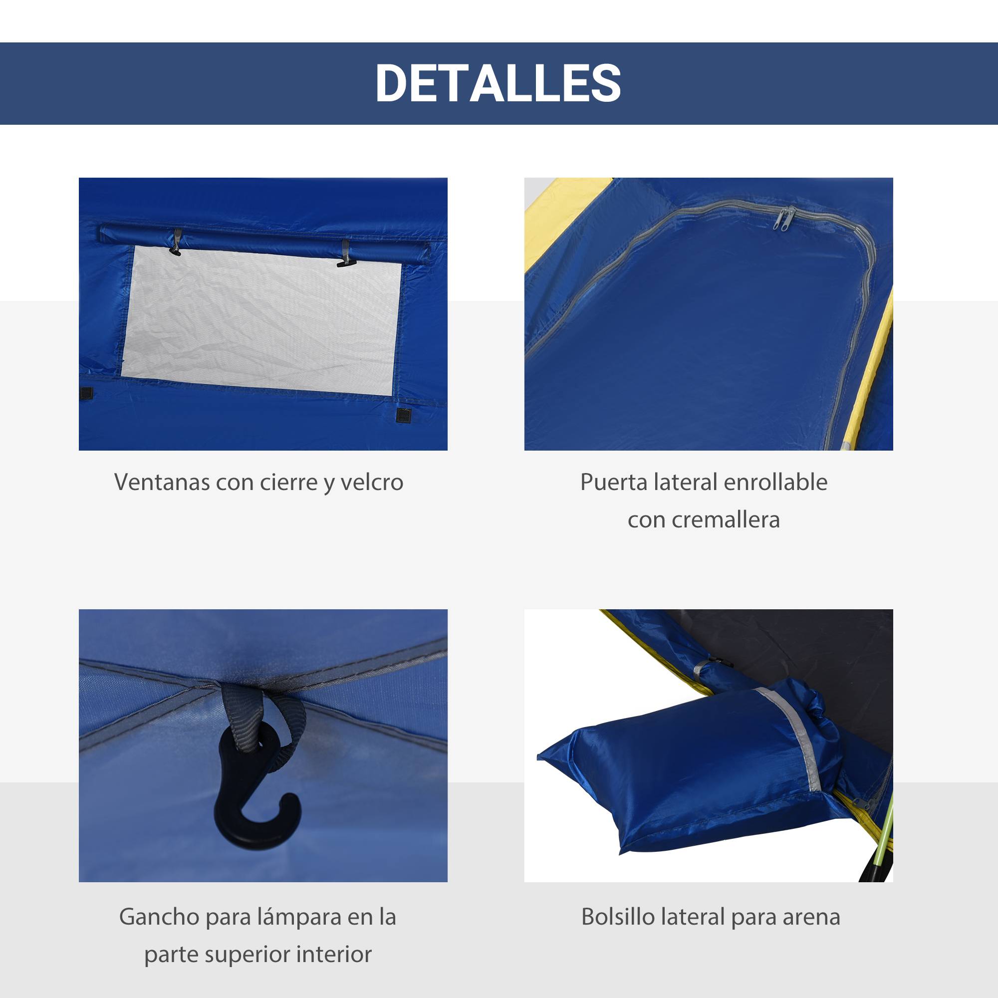 ComfortXL - Tente de plage pop-up 1-2 personnes double accès ventilation bleu foncé 220 cm - ComfortXL Outdoor Living - Image 7