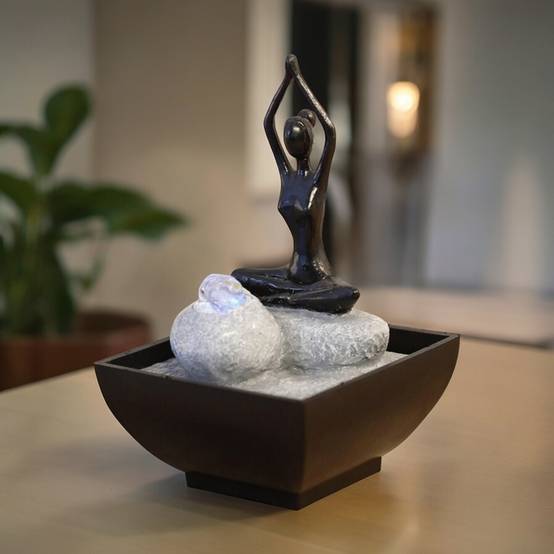 Zen Light - Fontaine d'Intérieur Yoga Méditation 2 – Déco d'intérieur en Mouvement – Ambiance Zen Relaxante - Petit Prix – H 19cm – Zen'Light - Image 1