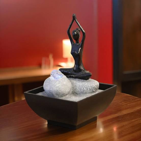 Zen Light - Fontaine d'Intérieur Yoga Méditation 2 – Déco d'intérieur en Mouvement – Ambiance Zen Relaxante - Petit Prix – H 19cm – Zen'Light - Image 3