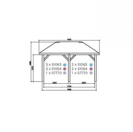 Carport base 6x5 H 2,5m, Ancrage Aucun, Panneaux de toit Pvc - Image 2