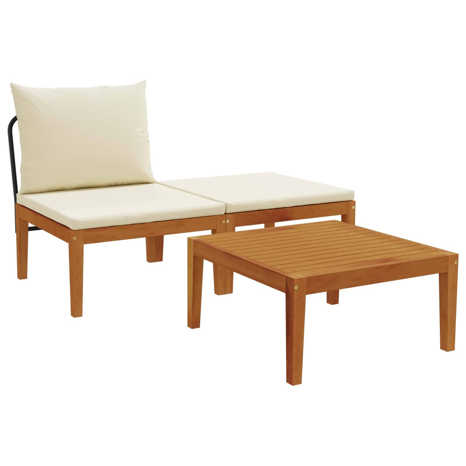 Vidaxl - Ensemble de salon de jardin 3 pc avec coussins Naturel vidaXL 42022078 - Image 2